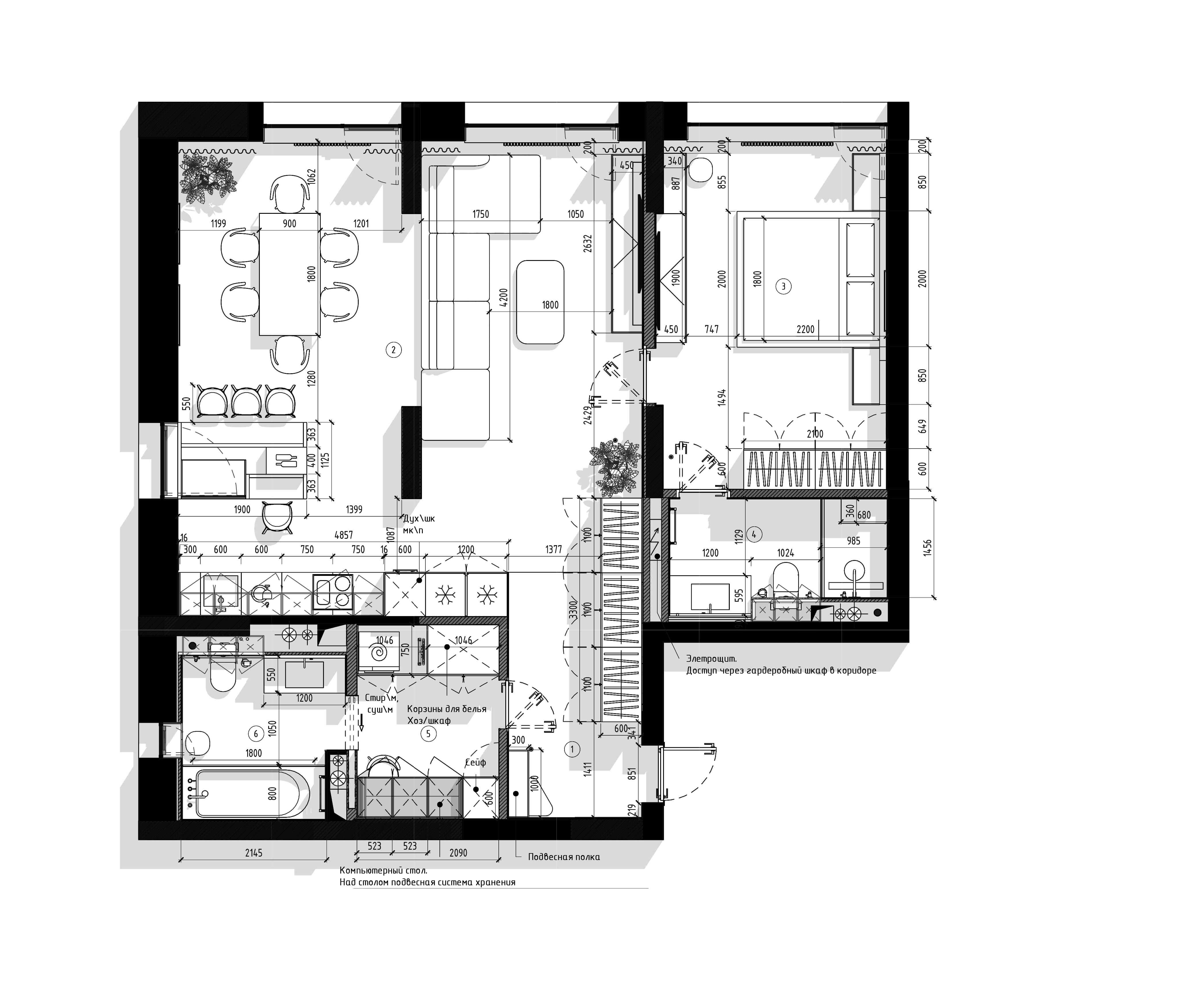 Планиировка до и после. После