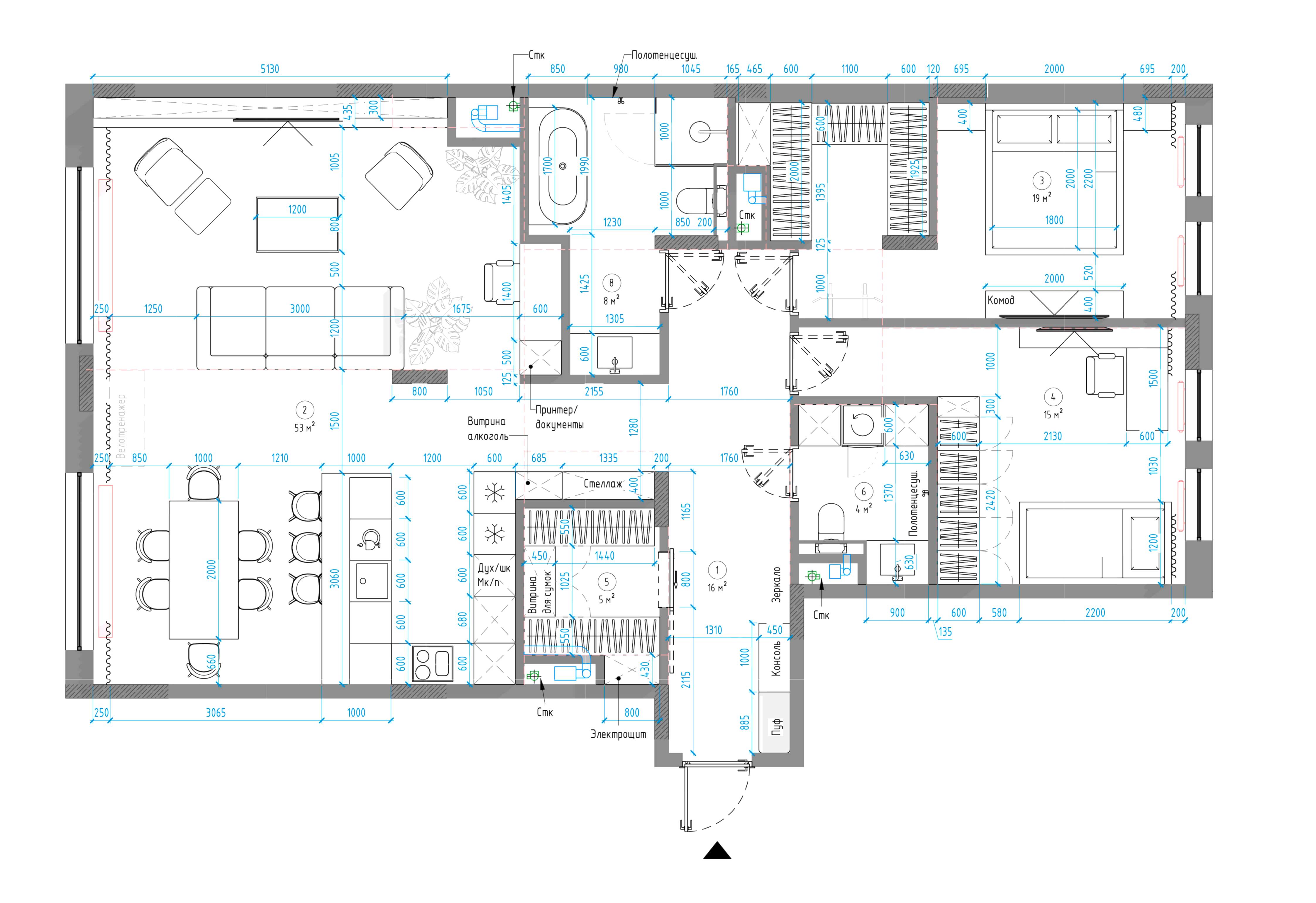 Планировка до и после. После